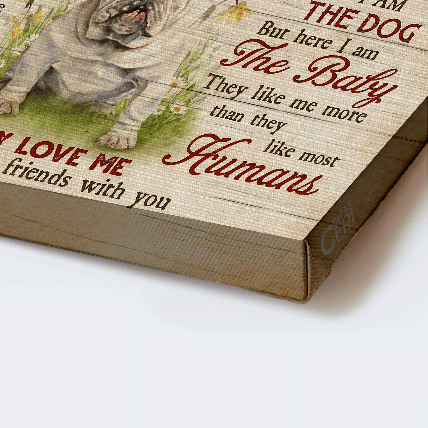 English Bulldog Landscape Canvas - English Bulldog painting, Grassland canvas- Gift for English Bulldog lover, Dog lover- They love me, they're only friends with you