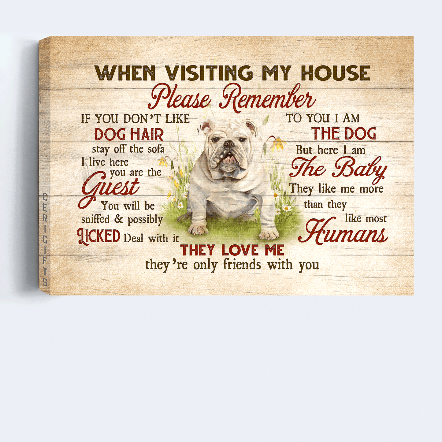English Bulldog Landscape Canvas - English Bulldog painting, Grassland canvas- Gift for English Bulldog lover, Dog lover- They love me, they're only friends with you