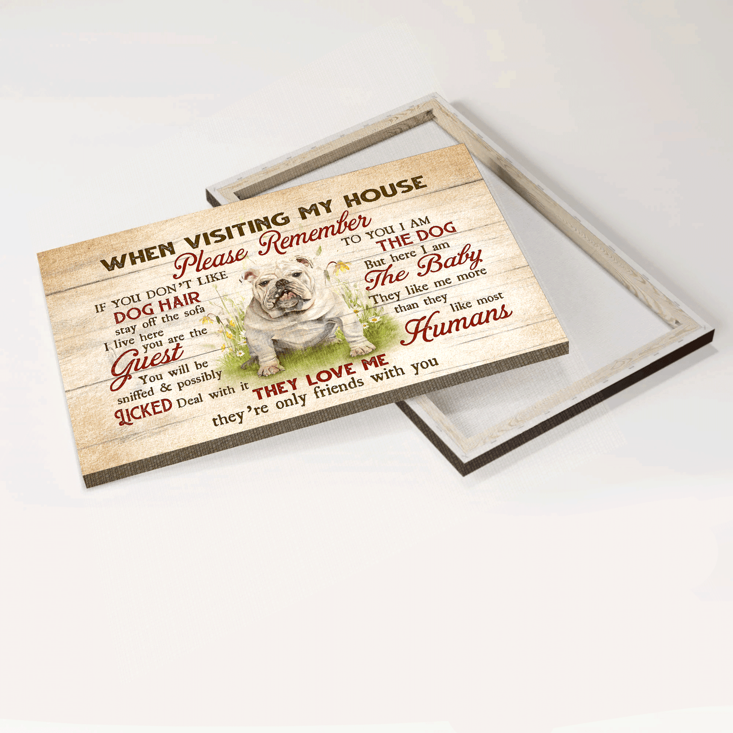 English Bulldog Landscape Canvas - English Bulldog painting, Grassland canvas- Gift for English Bulldog lover, Dog lover- They love me, they're only friends with you