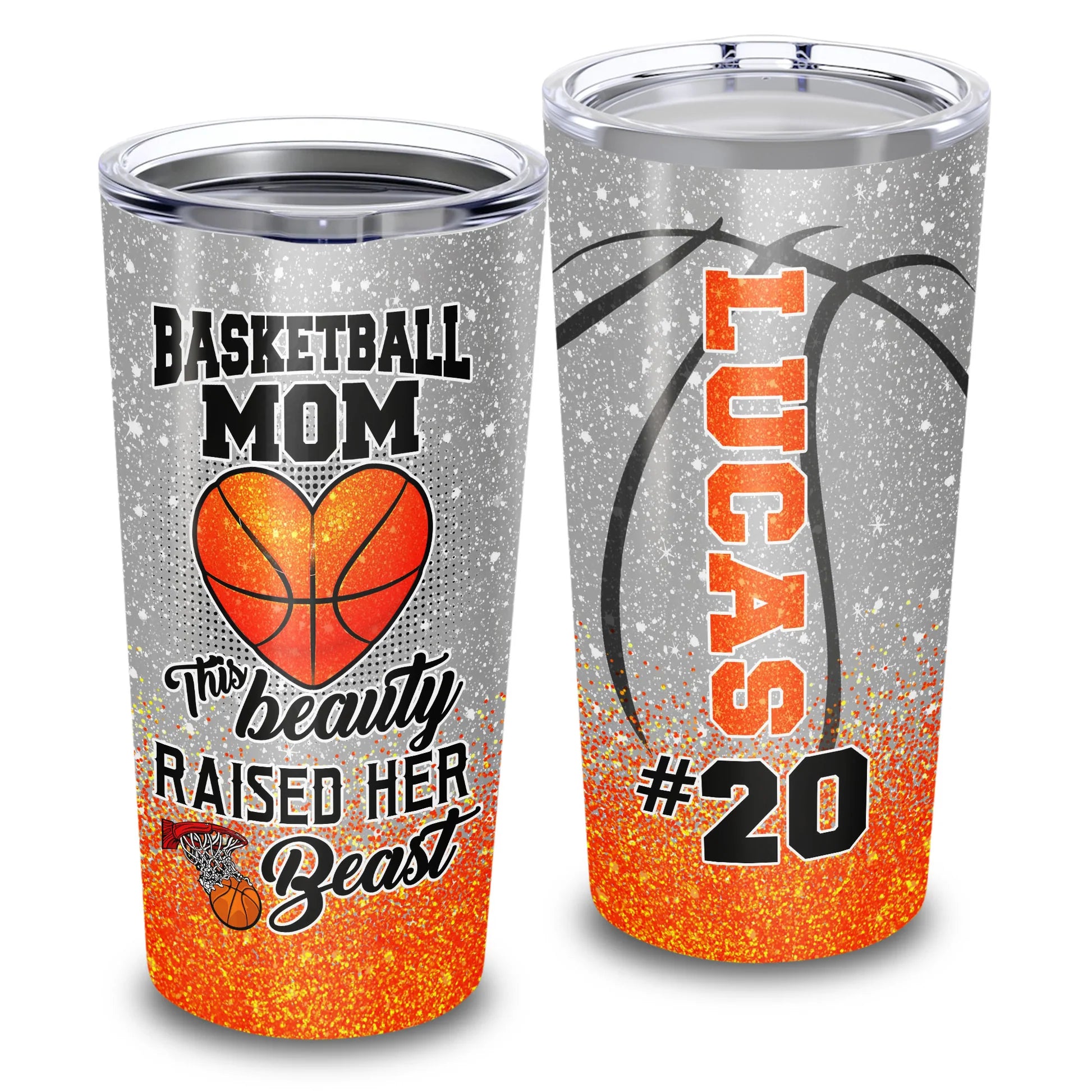 Best Personalized Mother's Day Gifts Tumbler - Custom Gift For Mother's Day, Presents for Mom - Basketball Mom This Beauty Raised Her Beast Tumbler