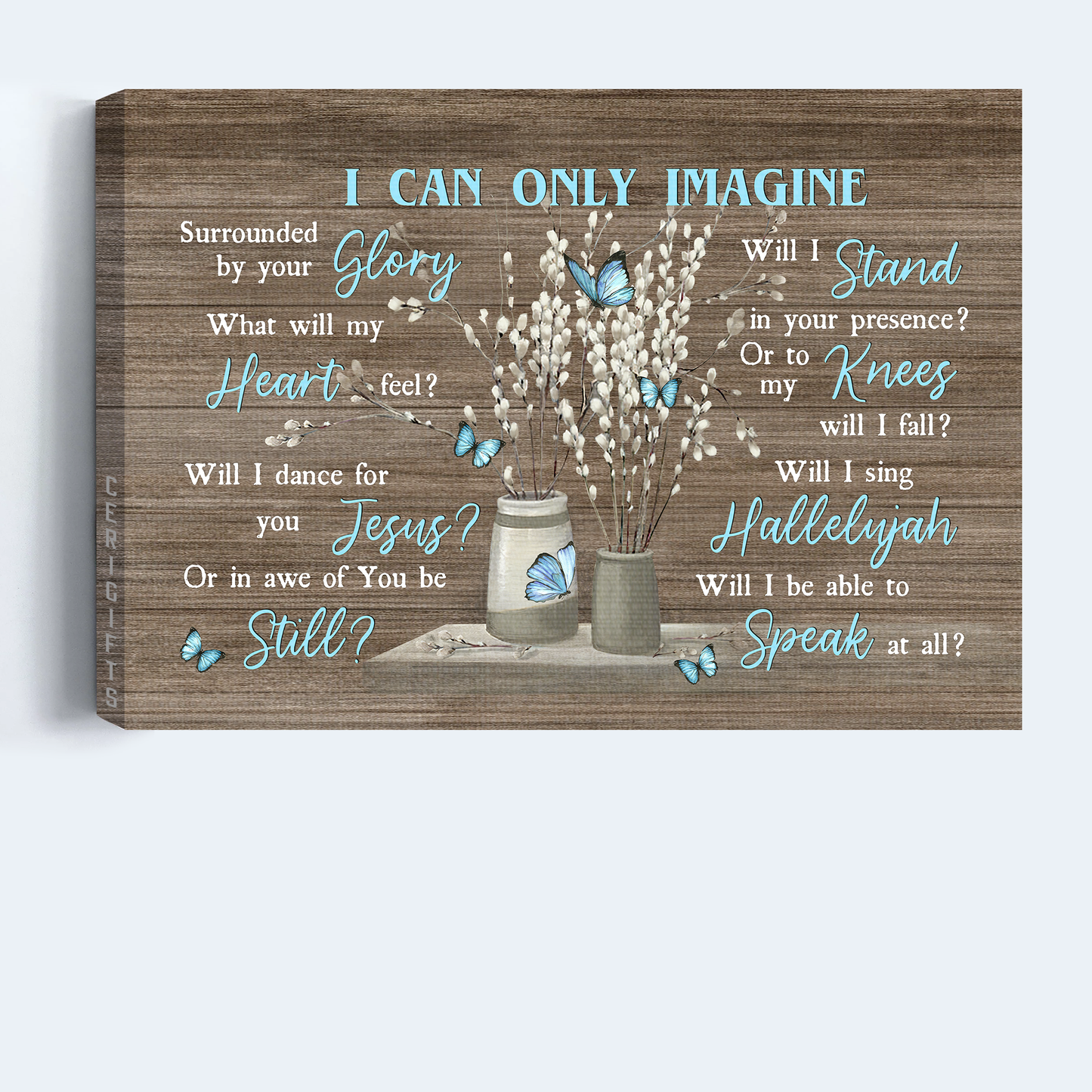 Jesus Landscape Canvas- Flower painting, Blue butterfly- Gift for Christian- I can only imagine- Landscape Canvas Prints, Wall Art