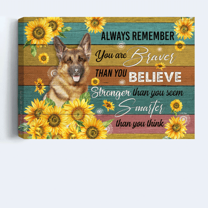 German shepherd Landscape Canvas- German shepherd drawing, Sunflower painting canvas- Gift for dog lover- You are braver than you believe - Jesus Landscape Canvas Prints, Wall Art