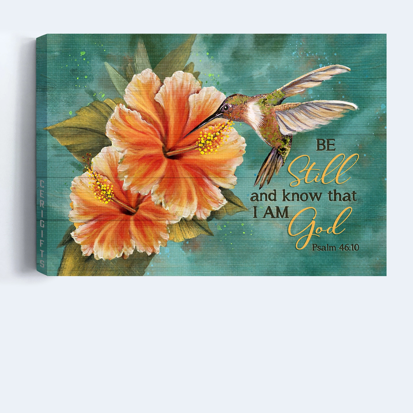 Jesus Landscape Canvas- Gladiolus flower, Colorful hummingbird canvas- Gift for Christian- Be still and know that I am God - Landscape Canvas Prints, Christian Wall Art