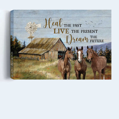 Jesus Landscape Canvas- Green meadow, Watercolor horses, Windmill canvas- Gift for Christian- Heal the past -  Landscape Canvas Prints, Christian Wall Art