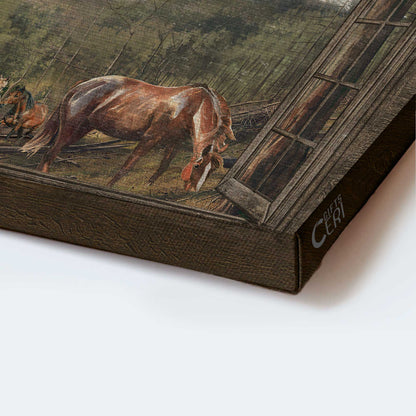 Jesus Landscape Canvas- Green mountain, Horse drawing- Gift for Christian- The best things in life - Landscape Canvas Prints, Christian Wall Art