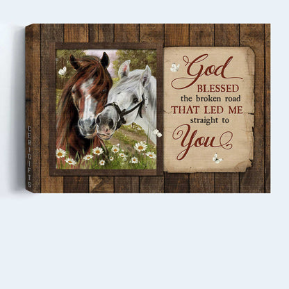 Jesus Landscape Canvas- Happy horses, Daisy garden, Pretty forest, White butterfly canvas - Gift for Christian- God blessed the broken road - Landscape Canvas Prints, Christian Wall Art