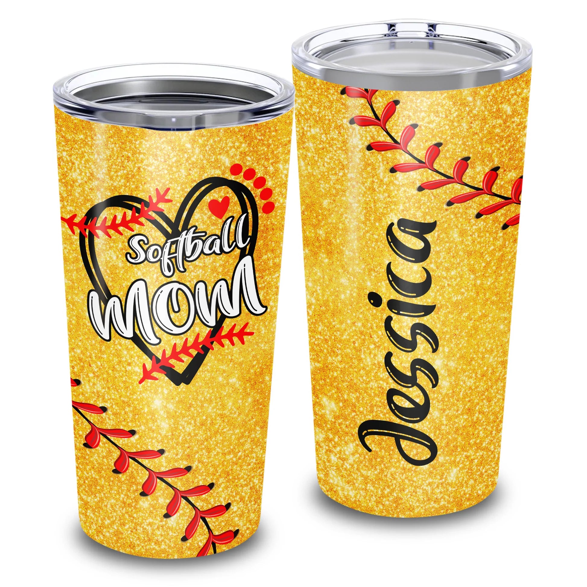 Best Personalized Mother's Day Gifts Tumbler - Custom Gift For Mother's Day, Presents for Mom - Softball Mom Heart Tumbler