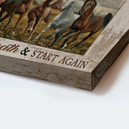 Horse painting, Running horse, Meadow landscape, A beautiful day canvas- Gift for Christian-  Everyday is a new beginning - Landscape Canvas Prints, Christian Wall Art