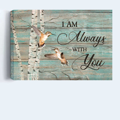 Memorial Landscape Canvas- Hummingbird drawing, Blue background, Oldest tree canvas- Gift for members family- I am always with you - Heaven Landscape Canvas Prints, Wall Art