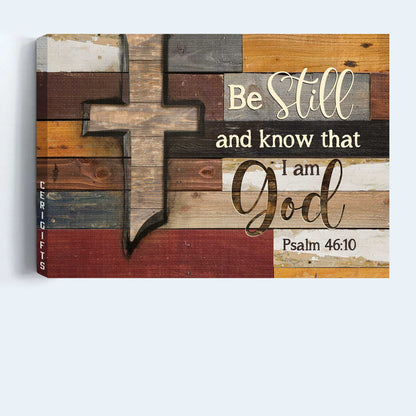 Jesus Landscape Canvas- Jesus cross, Wall planks, Be still I am God canvas- Gift for Christian- Landscape Canvas Prints, Christian Wall Art