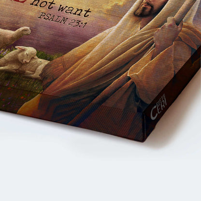 Jesus Landscape Canvas- Jesus painting, Jesus and the lambs of God, Meadow land canvas- Gift for Christian- The Lord is my Shepherd - Landscape Canvas Prints, Christian Wall Art