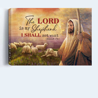 Jesus Landscape Canvas- Jesus painting, Jesus and the lambs of God, Meadow land canvas- Gift for Christian- The Lord is my Shepherd - Landscape Canvas Prints, Christian Wall Art