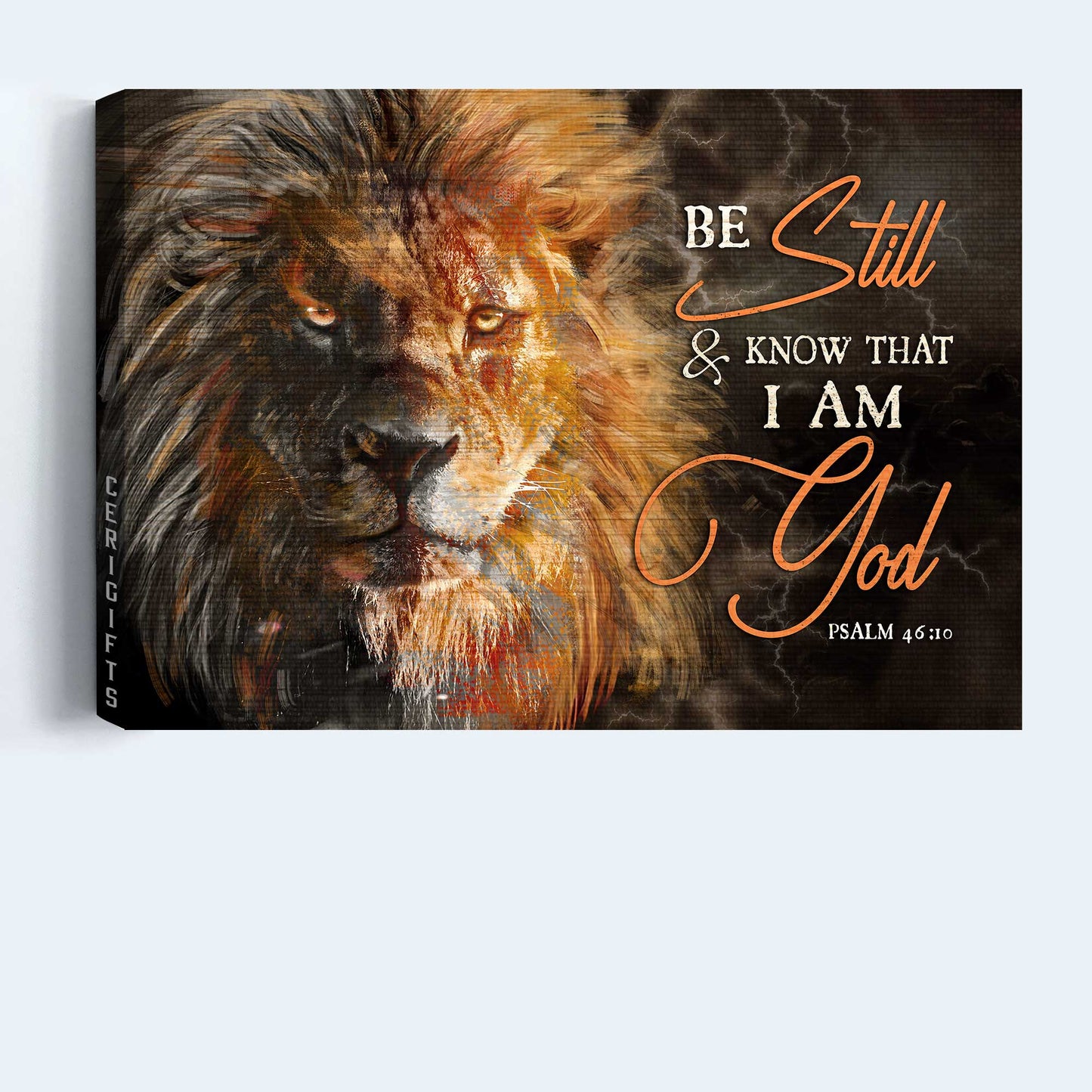 Jesus Landscape Canvas- Jesus painting, Lion king drawing- Gift for Christian - Be still and know that I am God - Landscape Canvas Prints, Wall Art