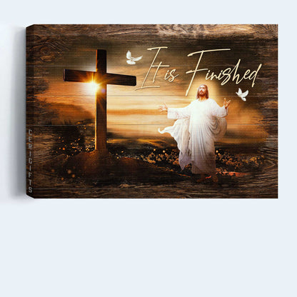 Jesus Landscape Canvas- Jesus painting, The rugged cross, It is finished- Gift for Christian - Landscape Canvas Prints, Christian Wall Art
