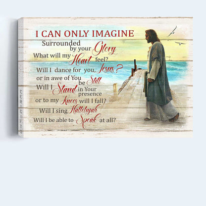 Jesus Landscape Canvas- Jesus Painting, Walking on the beach, Seagull - Gift for Christian- I can only imagine - Landscape Canvas Prints, Wall Art