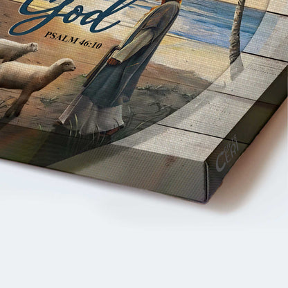 Jesus Landscape Canvas- Lamb of God, beach - Jesus and lambs on the peaceful beach- Gift for Christian - Landscape Canvas Prints, Wall Art