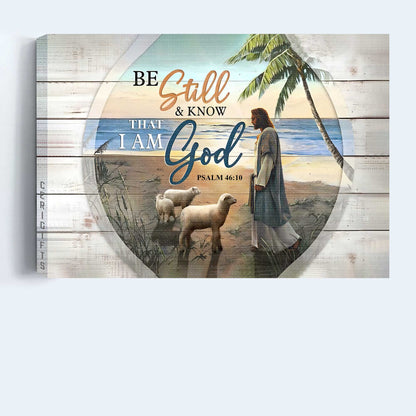 Jesus Landscape Canvas- Lamb of God, beach - Jesus and lambs on the peaceful beach- Gift for Christian - Landscape Canvas Prints, Wall Art