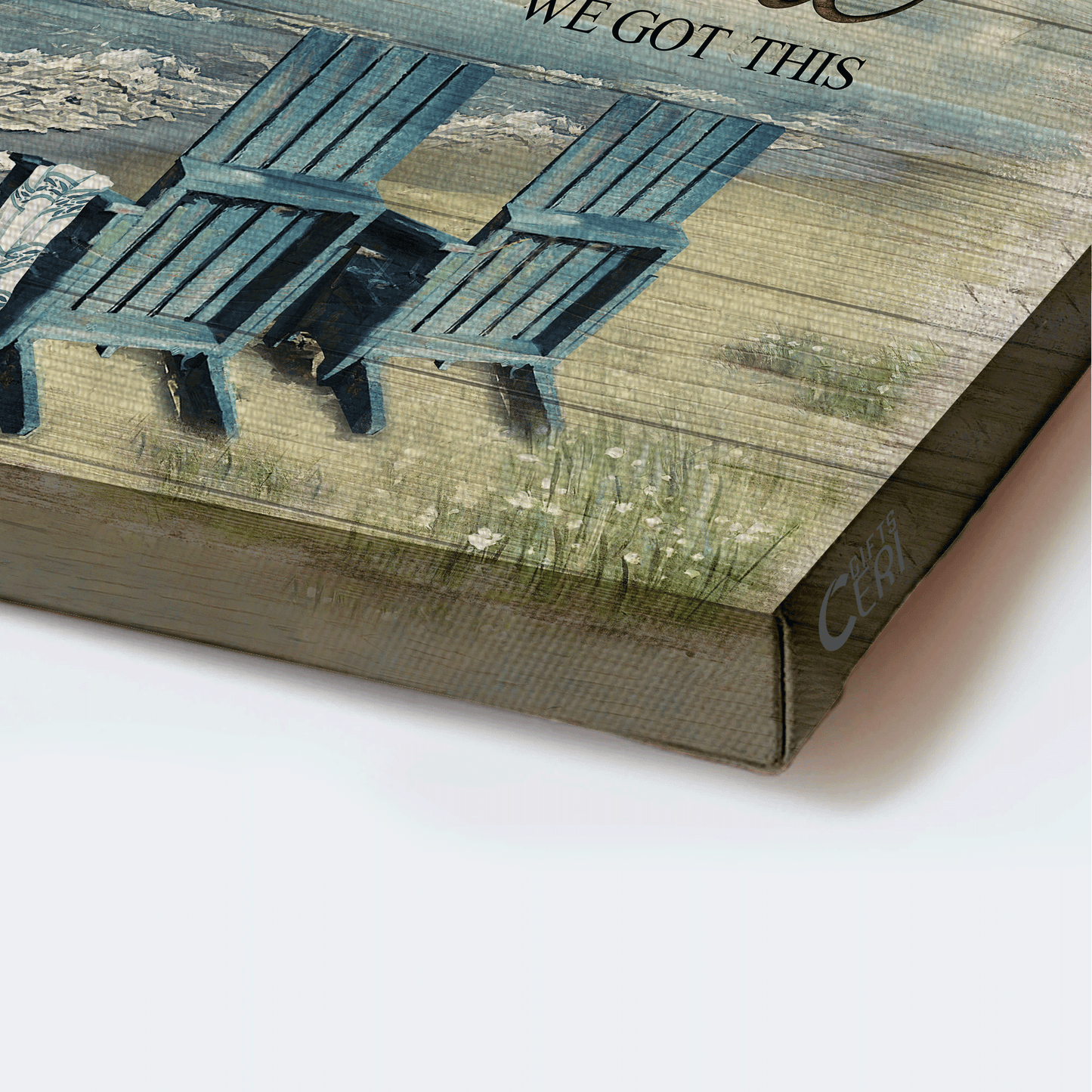 Couple Landscape Canvas - Lighthouse, Couple chair, Little turtle, Sand beach Canvas - Gift For Couple, Valentine's Day - You & Me We got this Landscape Canvas