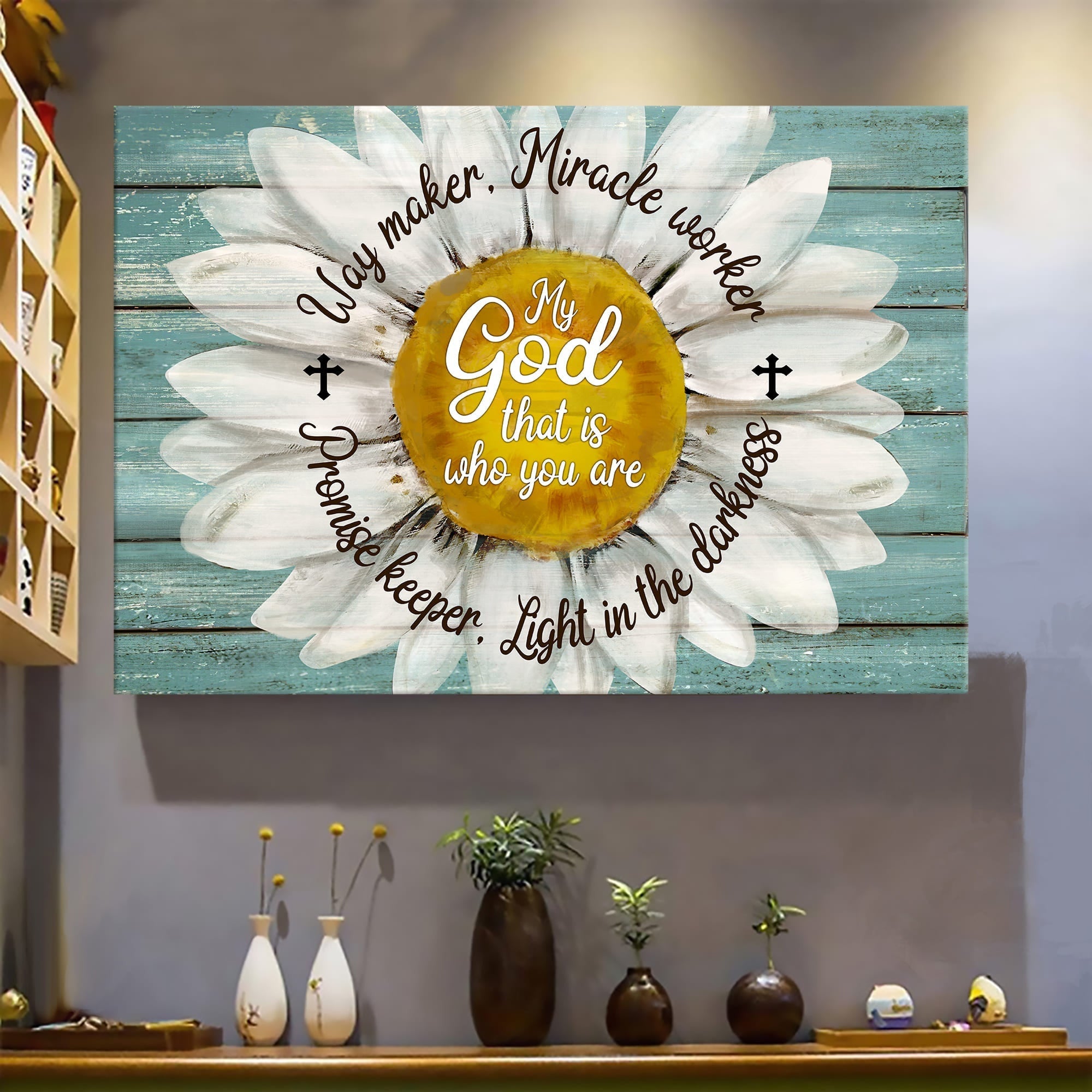 Jesus Landscape Canvas- Beautiful daisy canvas- Gift for Christian- My god that is who you are