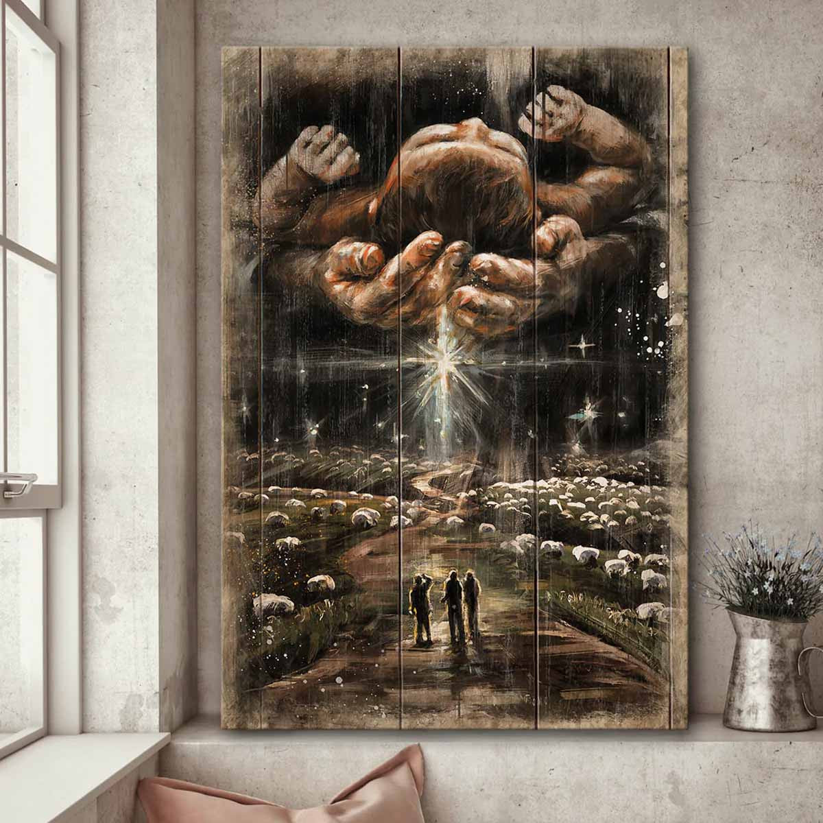 Jesus Portrait Canvas - Beautiful night sky, The day he was born Jesus Portrait Canvas - Gift For Christian