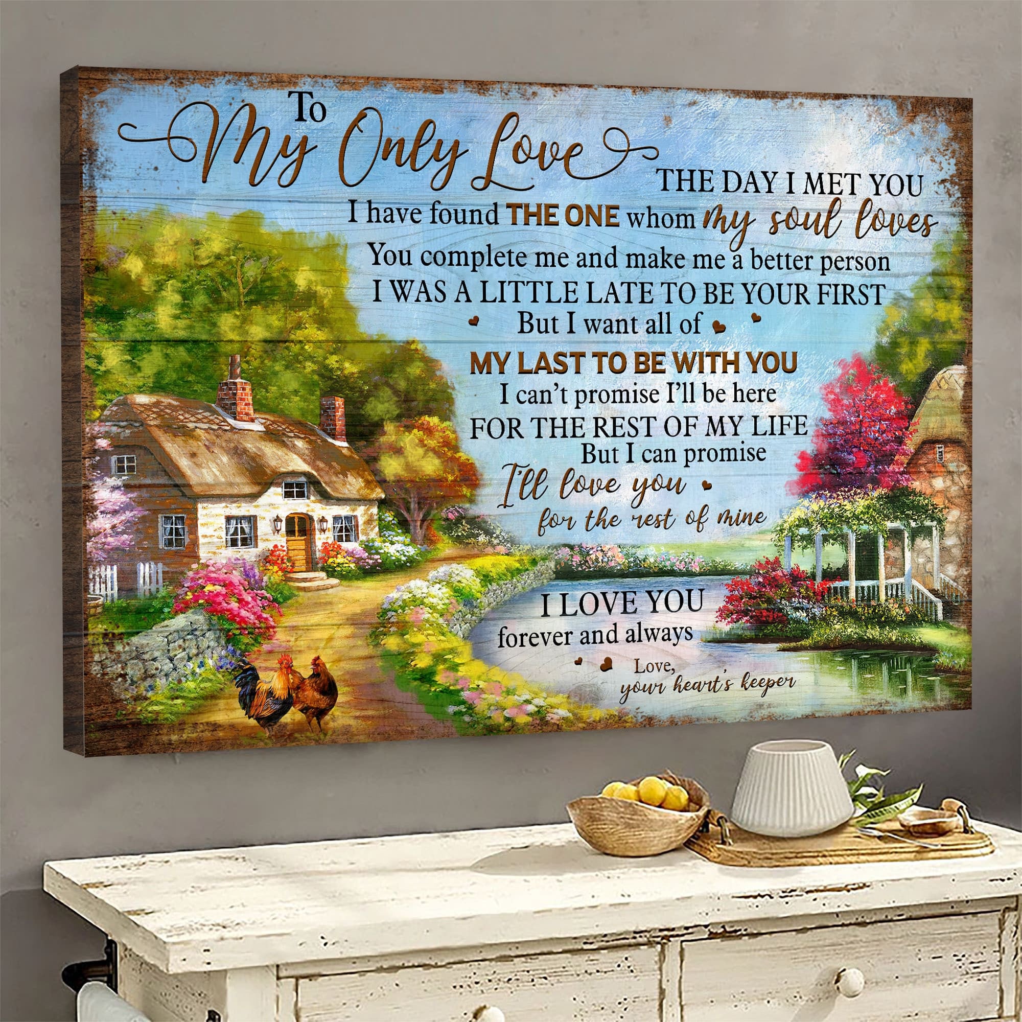 Couple Landscape Canvas - Beautiful Village, Peaceful life, Chicken Landscape Canvas - Gift For Couple, Spouse, Lover - I can promise to love you for the rest of my life