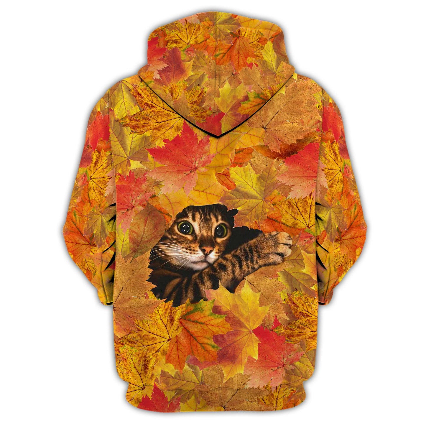 Maple Cat Leaf Fall Hello Autumn Fall Leaves Funny Cat 3D Shirts -  Gift for cat lovers christmas