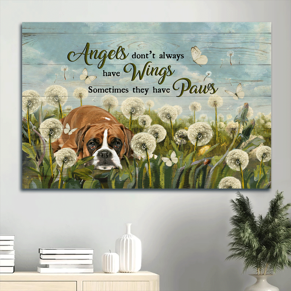 Boxer Landscape Canvas - Boxer painting, Dandelion field, Dog Landscape Canvas - Gift for Boxer lover- Angels don't always have wings