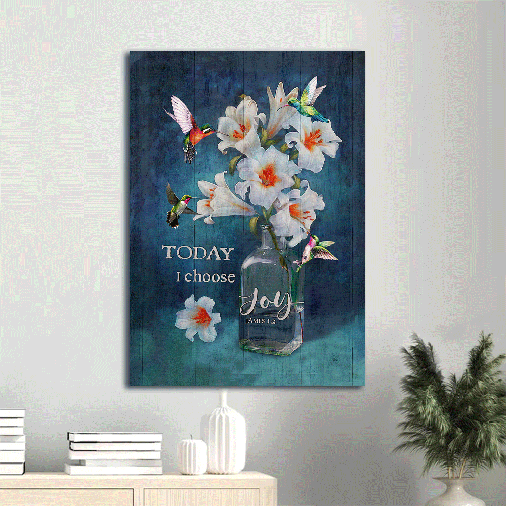 Jesus Portrait Canvas- Brilliant lily, Pretty hummingbird canvas- Gift for Christian- Today I choose joy