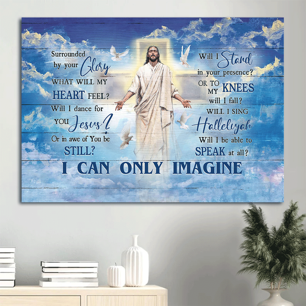 Jesus Landscape Canvas- Blue sky, Holy spirit dove, Jesus painting canvas- Gift for Christian- I can only imagine -  Landscape Canvas Prints, Christian Wall Art