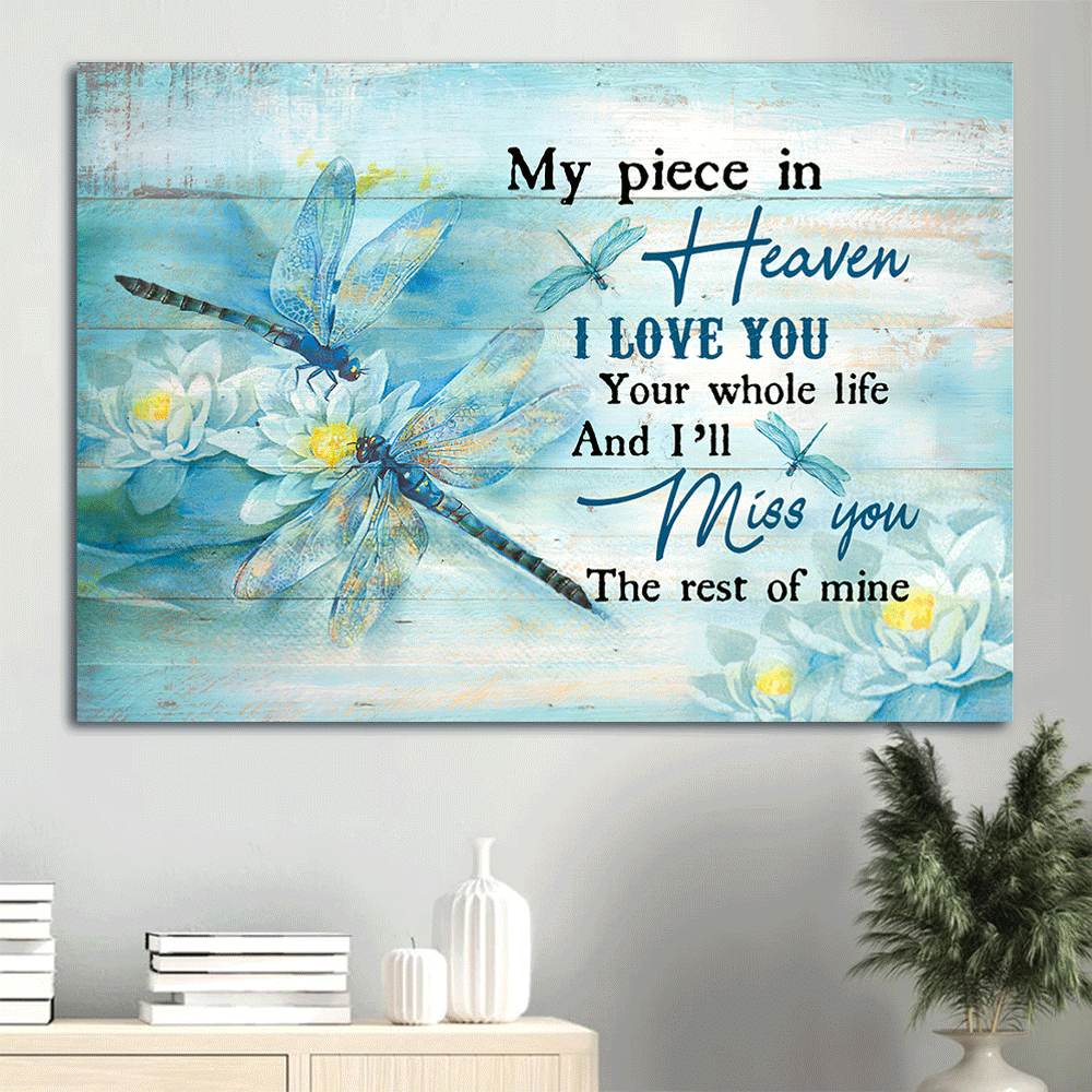 Heaven Portrait Canvas - Blue butterfly, White flower painting, Pastel background Portrait Canvas - Memorial Gift For Family Members - I'll miss you the rest of mine Portrait Canvas