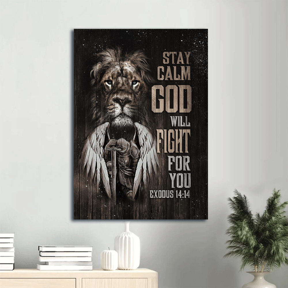 Jesus Portrait Canvas- Black lion, Stunning warrior painting canvas- Gift for Christian- God will fight for you - Portrait Canvas Prints, Home Decor Wall Art