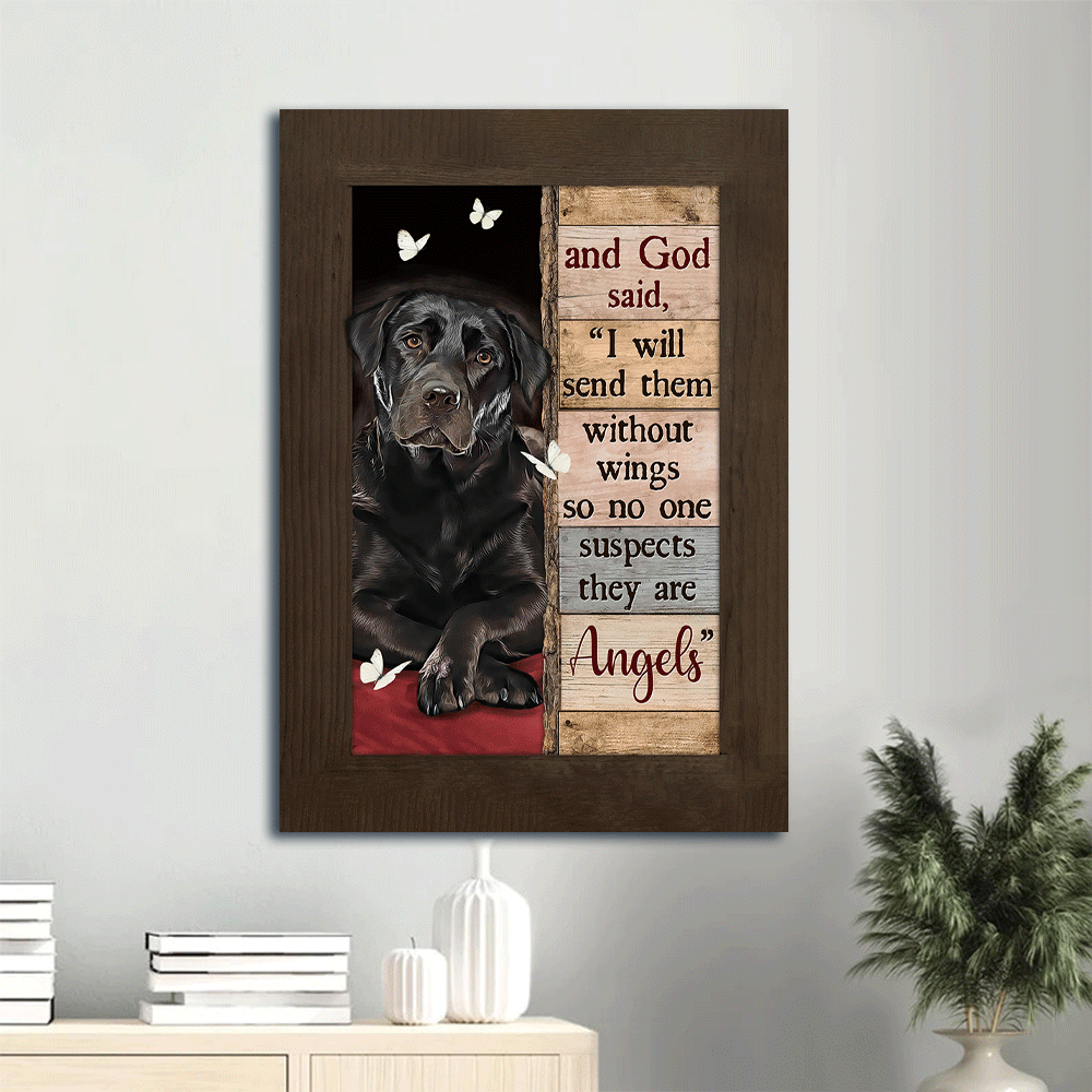 Jesus Portrait Canvas- Black Labrador, Butterfly- Gift for Christian, Dog lover- I will send them without wings - Portrait Canvas Prints, Christian Wall Art