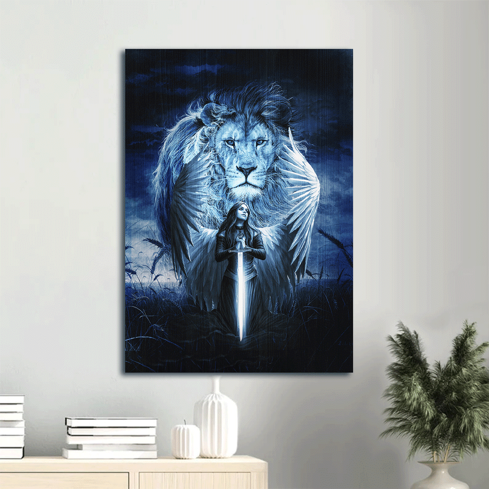 Jesus Portrait Canvas- Blue night, Woman warrior, Lion of Judah, Stunning wings canvas- Gift for Christian - Portrait Canvas Prints, Wall Art