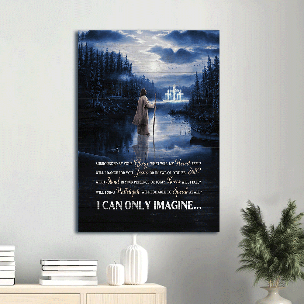 Jesus Portrait Canvas- Blue night, Stunning forest, Walking on water canvas- Gift for Christian- I can only imagine - Portrait Canvas Prints, Wall Art