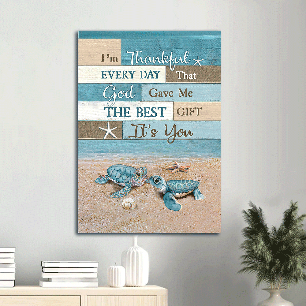 Jesus Portrait Canvas- Blue sea turtle, Ocean painting, Starfish canvas- Gift fo Christian- I'm thankful every day -  Portrait Canvas Prints, Christian Wall Art