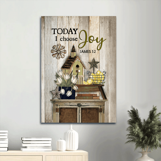 Jesus Portrait Canvas- Birdhouse, Yellow lemon, Vintage picture - Gift for Christian- Today I choose joy - Portrait Canvas Prints, Christian Wall Art