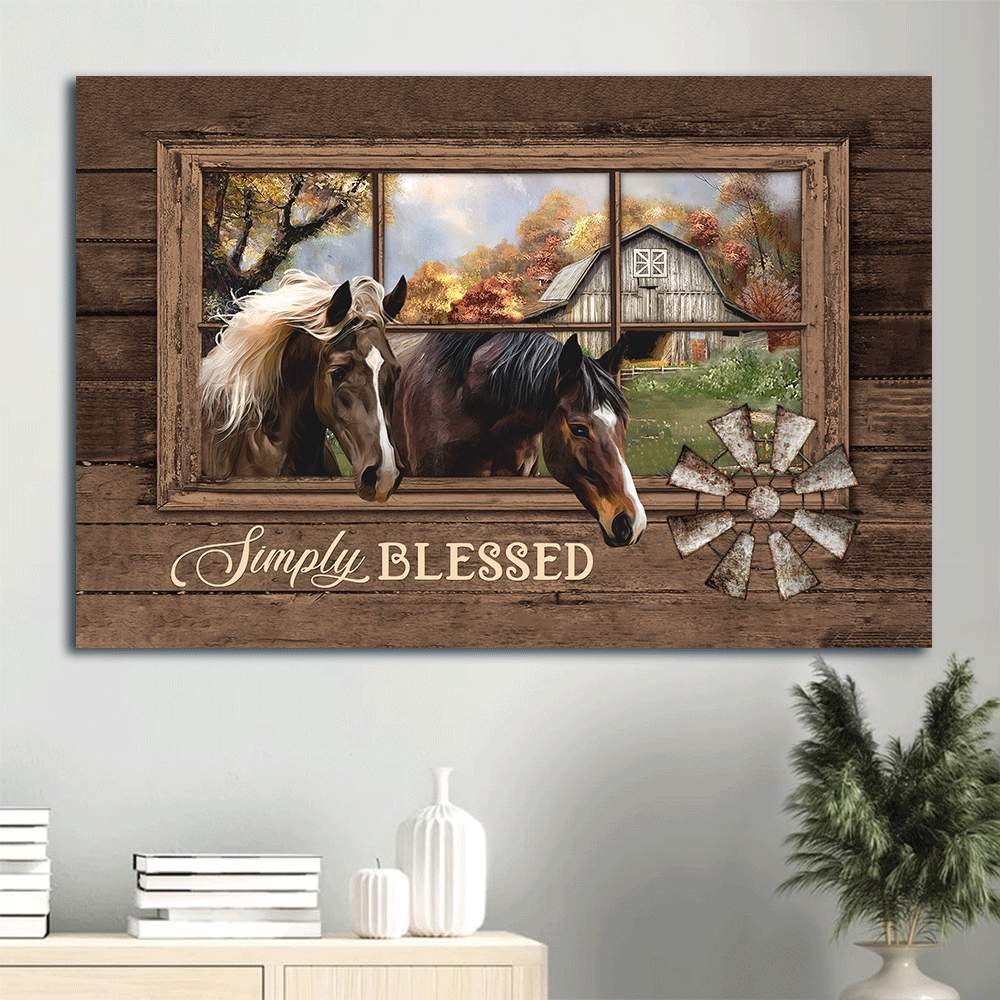 Jesus Landscape Canvas- Amazing Horse, Farm, Windmill Landscape Canvas, Simply Blessed Canvas- Gift For Christian