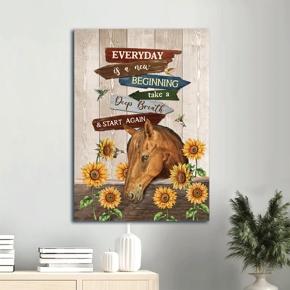 Jesus Portrait Canvas- Amazing Horse, Sunflower Garden, Hummingbird Portrait Canvas- Gift For Christian- Everyday Is A New Beginning