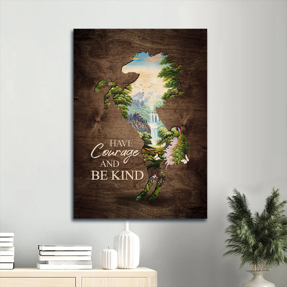 Jesus Portrait Canvas- Amazing Cave, Green Forest Portrait Canvas- Gift For Christian- Have Courage And Be Kind