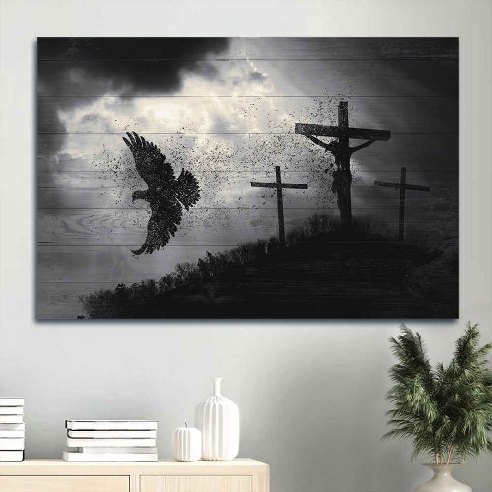 Jesus Landscape Canvas- Amazing Dove, Baptism Of Jesus, Holy Spirit, Jesus Christ On The Cross, Jesus Landscape Canvas- Gift For Christian