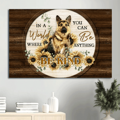 Jesus Landscape Canvas- Amazing German Shepherd, Brave Dog, Lovely Sunflower Painting Landscape Canvas- Gift For Christian, German Shepherd Lover- Be Kind