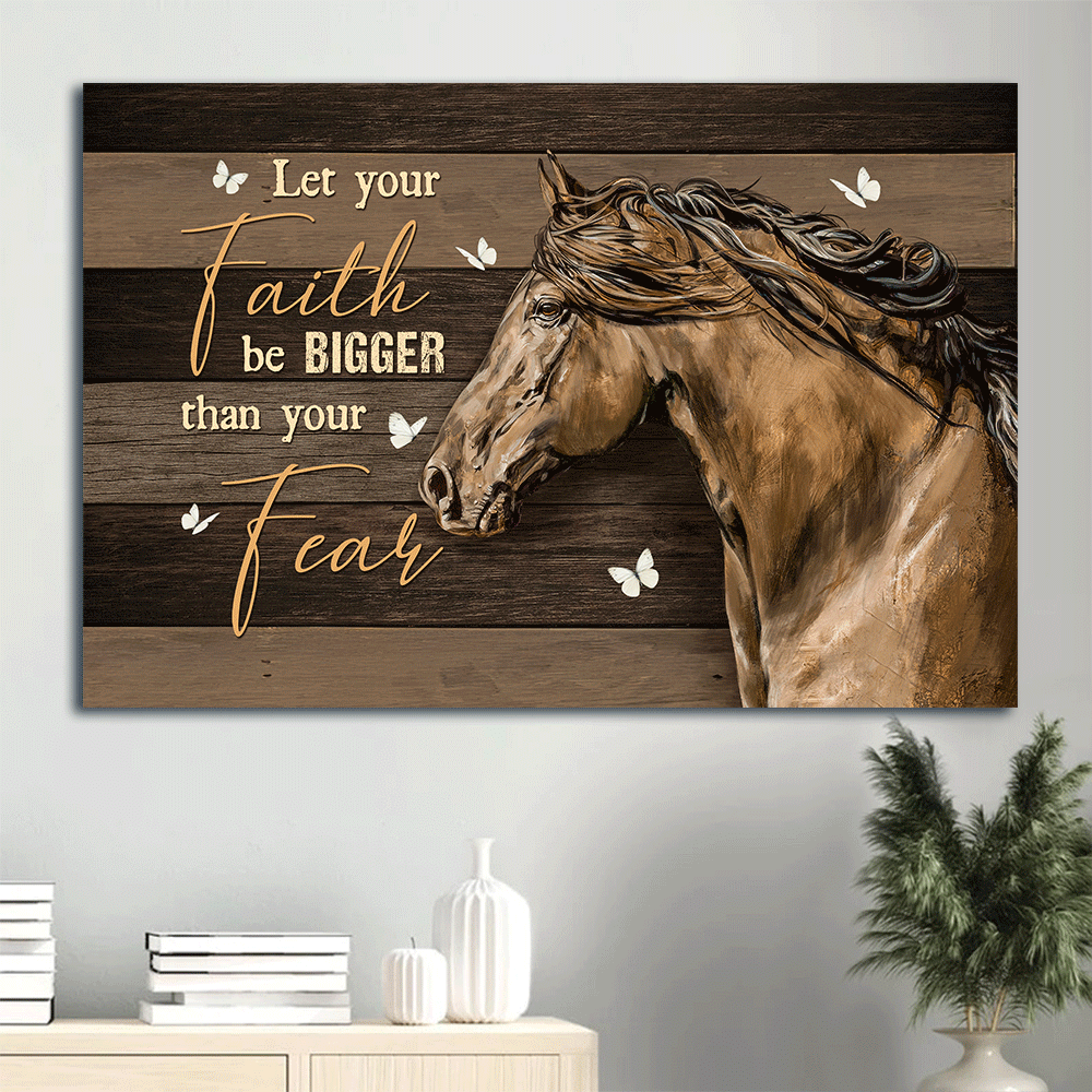 Jesus Landscape Canvas- Amazing Horse, Butterfly Painting Landscape Canvas- Gift For Christian- Let Your Faith Be Bigger Than You Fear