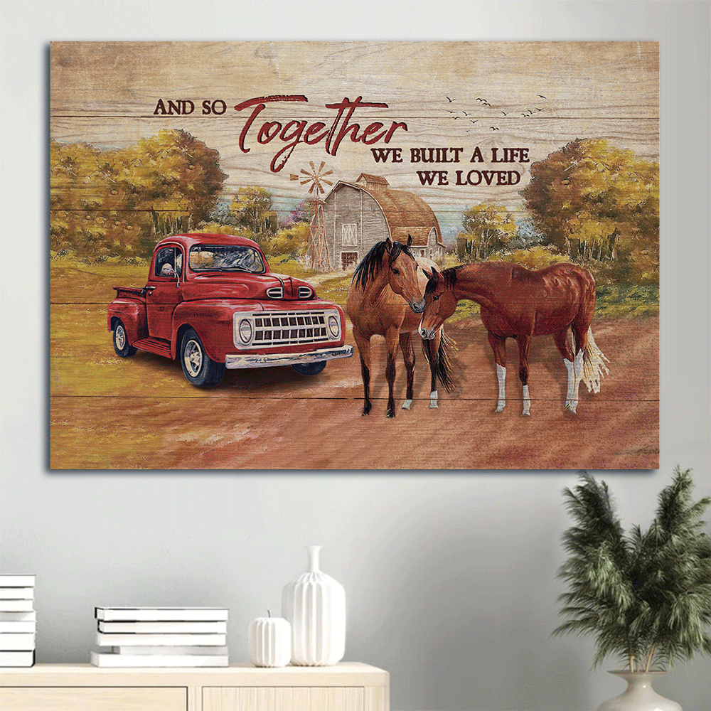 Couple Landscape Canvas - Beautiful countryside, Brown horse, Ladybug car Landscape Canvas - Gift For Couple, Spouse, Lover - We built a life we loved