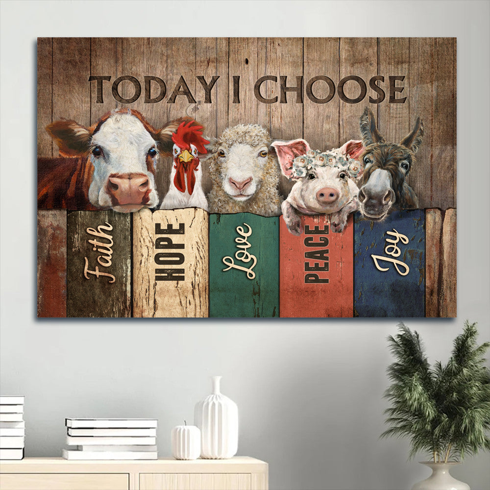 Jesus Landscape Canvas - Animal farm, Cute animal picture Landscape Canvas - Gift For Religious Christian - Today I choose