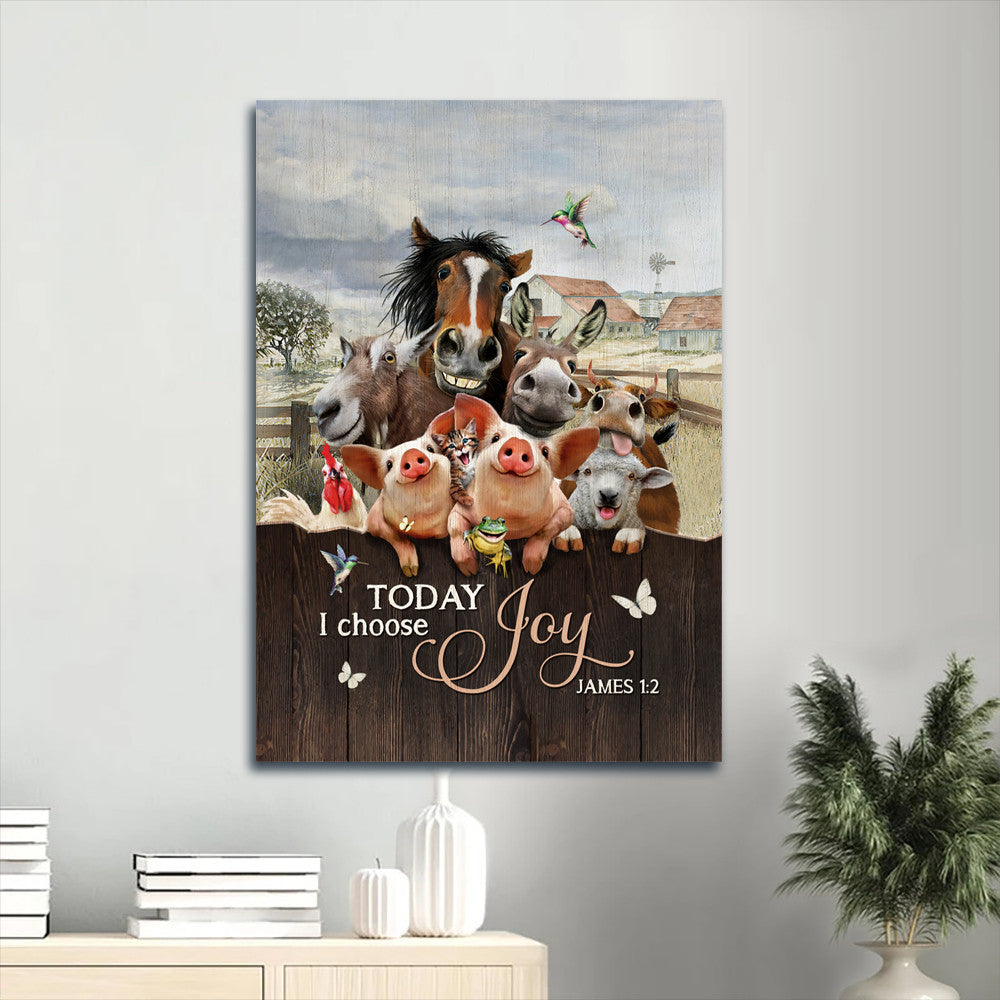 Jesus Portrait Canvas- Animal Painting, Happy Farm, Hummingbird Canvas- Gift For Christian- Today I Choose Joy