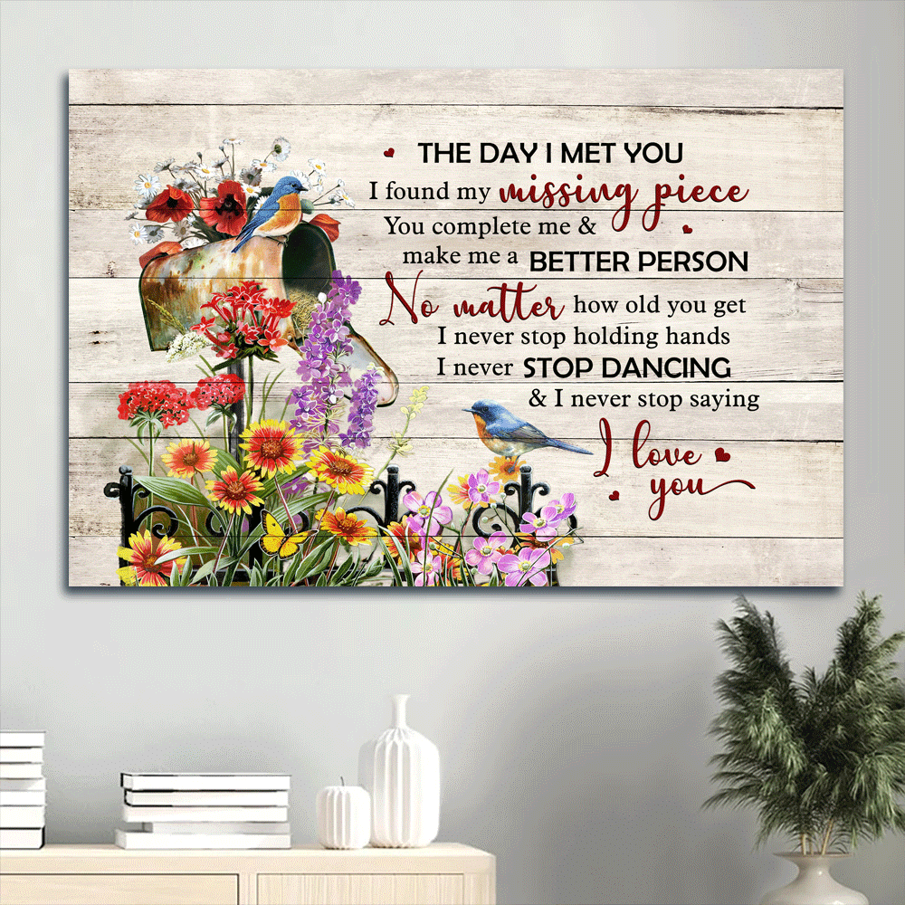 Couple Landscape Canvas- Beautiful Flower Garden, Vintage Birdhouse, Hummingbird Painting Canvas- Gift For Couple, Lover- I Never Stop Saying I Love You