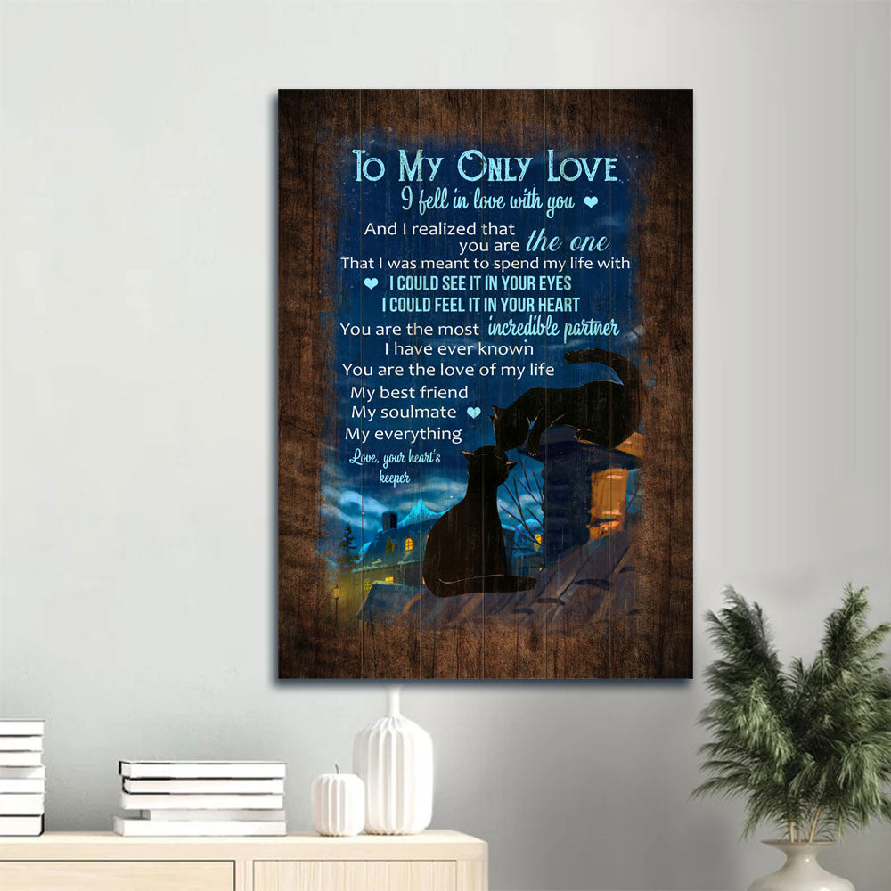 Couple Portrait Canvas- Black cat, Wonderful night, To my only love canvas- Gift for couple, lover- My best friend, my soulmate, my everything - Portrait Canvas Prints, Wall Art