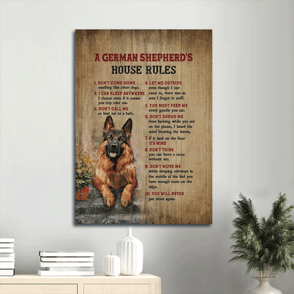 German Shepherd Portrait Canvas- Beautiful German Shepherd, Dog drawing canvas- Gift for German Shepherd lover- A German Shepherd's house rules