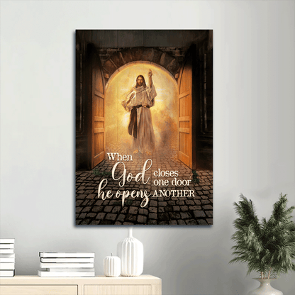 Jesus Portrait Canvas - Amazing Jesus Painting, Infinite Halo Canvas- Gift For Christian- When God Closes One Door