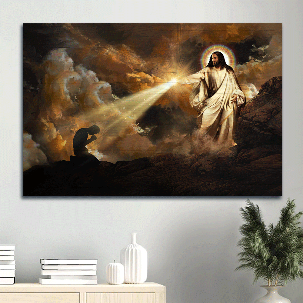 Jesus Landscape Canvas- Amazing Halo, Pray For Healing, Walking With Jesus Landscape Canvas- Gift For Christian